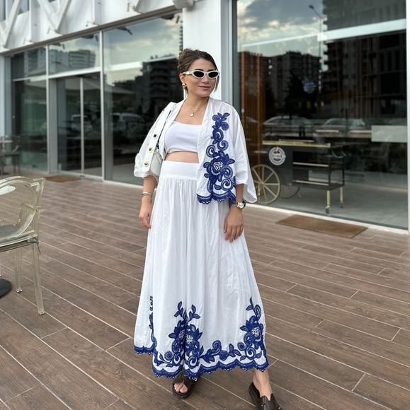 ZARA Skirt White and Blue Size XS and S - Picture 7 of 16